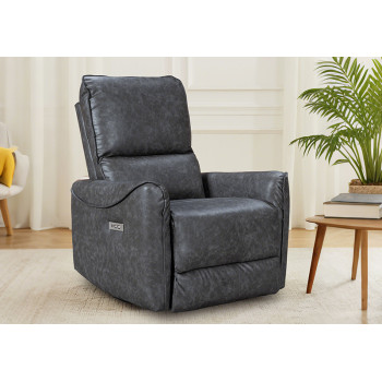Glider Swivel Recliner With USB Port Breathable PU Leather