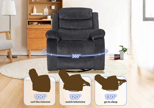 Swivel Rocker Recliner Chair - Compact Fabric 360° Glider for Small Spaces