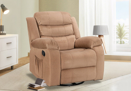 Swivel Rocker Recliner Chair - Compact Fabric 360° Glider for Small Spaces