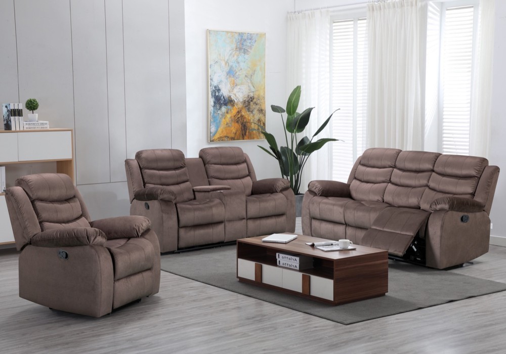8005 Recliner Sofa Set 1+2+3 with Console Storage and Cup Holders for Living Room