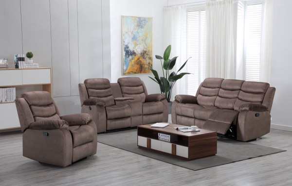 8005 Recliner Sofa Set 1+2+3 with Console Storage and Cup Holders for Living Room