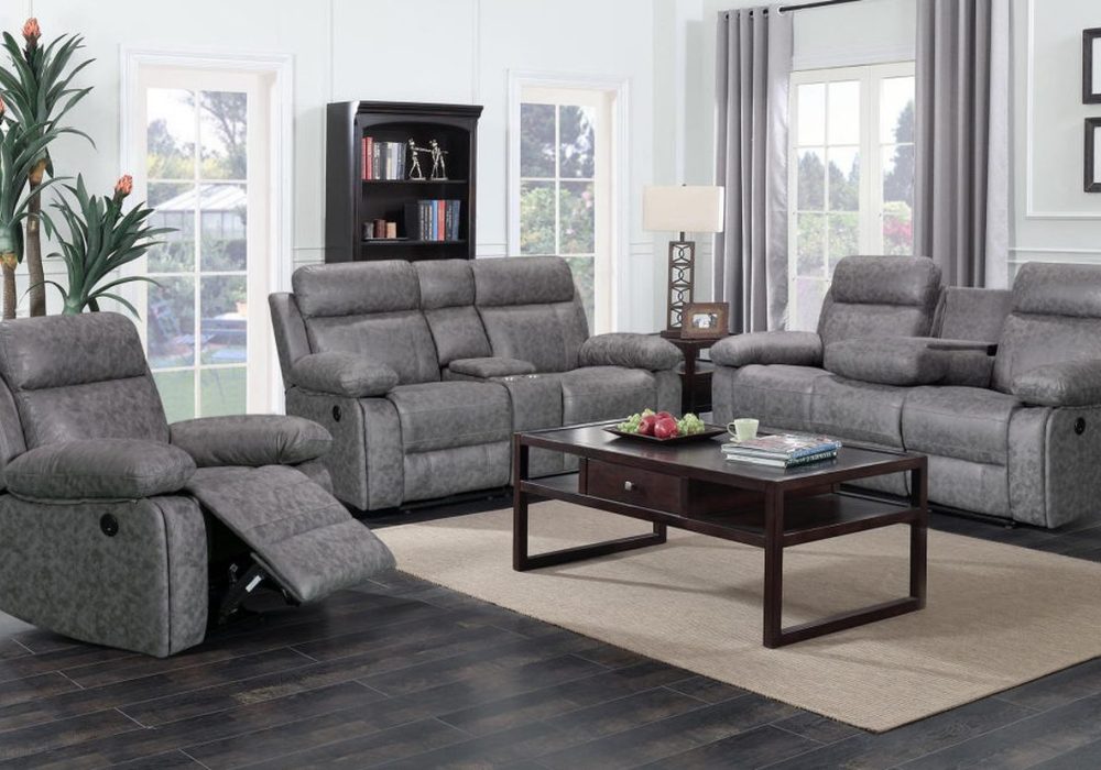8307 Manual Recliner Sofa Set with Console, Cup Holders and Corner Sectional Option
