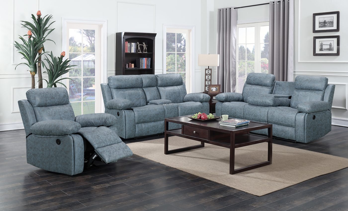 8307 recliner sofa set with centre console, fabric AR531-10