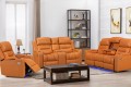 8363 Manual Recliner Sofa Set 1+2+3 with Center Console, Cup Holders and LED Underlight