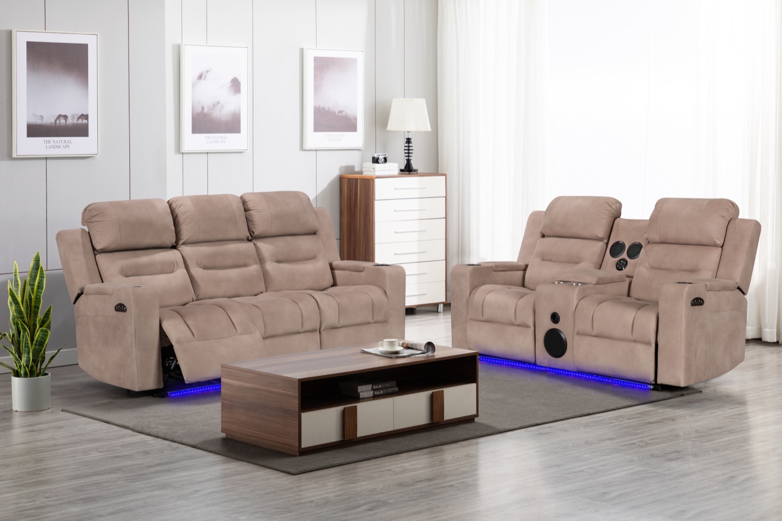 8363 three-seater and console loveseat in TH5116-C49 water-repellent fabric