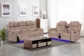 8363 Manual Recliner Sofa Set 1+2+3 with Center Console, Cup Holders and LED Underlight