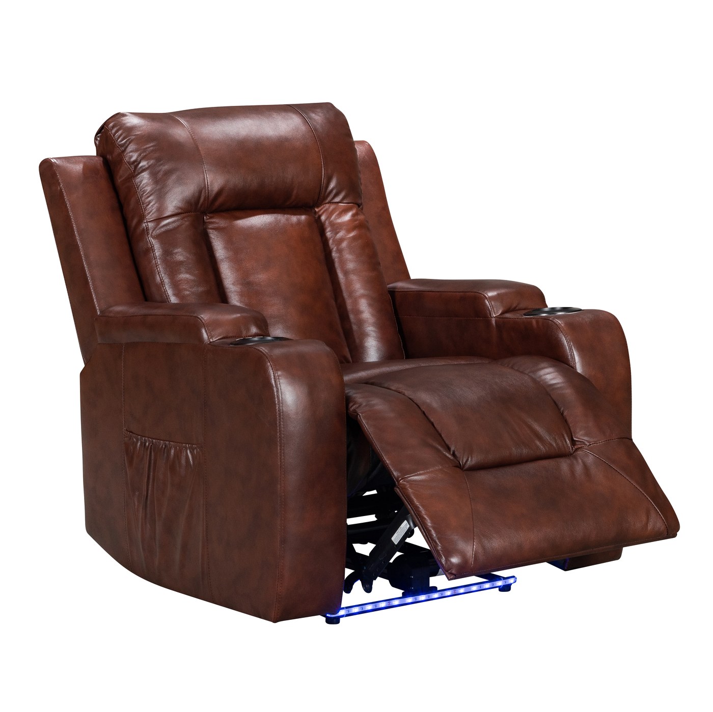 PandaSofa theatre recliner with footrest extended, shown at an angle