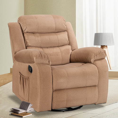 Swivel Rocker Recliner Chair - Compact Fabric 360° Glider for Small Spaces