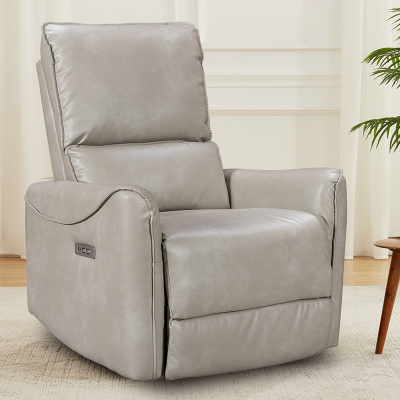 Glider Swivel Recliner With USB Port Breathable PU Leather