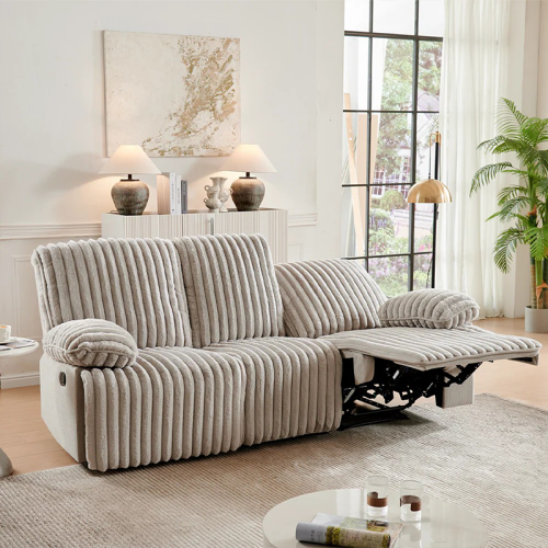 Three Seater Recliner Sofa Set,Crodury Fabric Recliner with Bluetooth Audio & USB Port