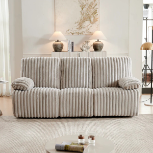 Three Seater Recliner Sofa Set,Crodury Fabric Recliner with Bluetooth Audio & USB Port