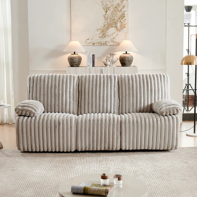 Three Seater Recliner Sofa Set,Crodury Fabric Recliner with Bluetooth Audio & USB Port