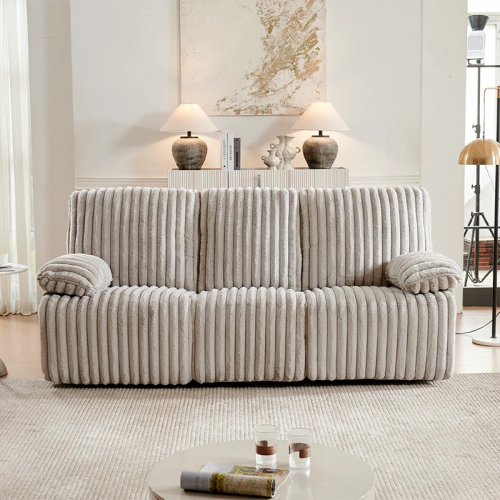 Three Seater Recliner Sofa Set,Crodury Fabric Recliner with Bluetooth Audio & USB Port