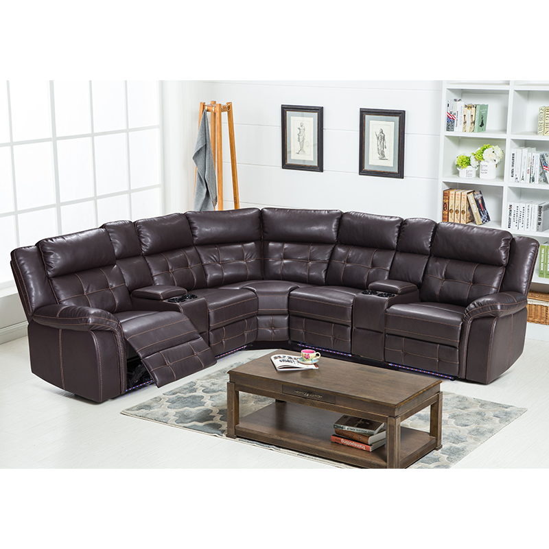 Comfortable Recliner Sofa Set With Cupholder System and LED Light for Living Room Furniture