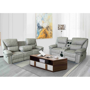 Comfortable manual recliner sofa set with customizable Bluetooth speakers.