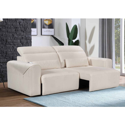 A Power Reclining Sleeper Sofa with an adjustable headrest and lumbar support