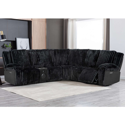 Plush Sectional Recliner Sofa with Bluetooth Speaker