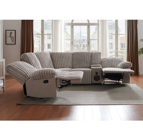 Plush Sectional Recliner Sofa with Bluetooth Speaker