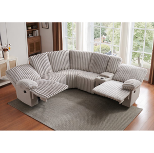 Plush Sectional Recliner Sofa with Bluetooth Speaker