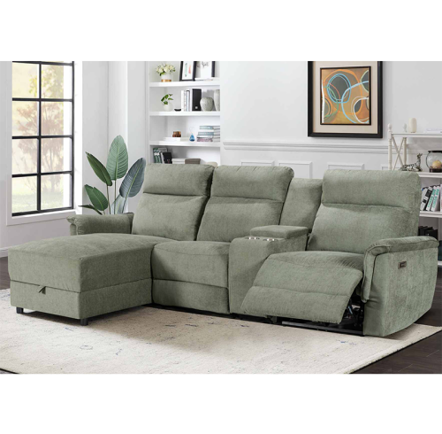 Electric Modular Recliner Sofa with Chaise Lounge and Storage