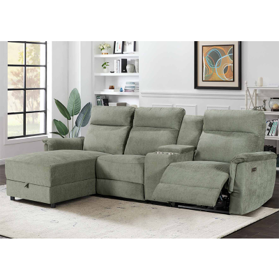 Electric Modular Recliner Sofa with Chaise Lounge and Storage