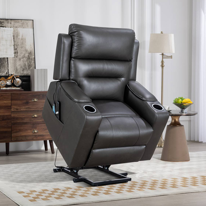 Electric lift chair with 8-point massage function and storage armrests.