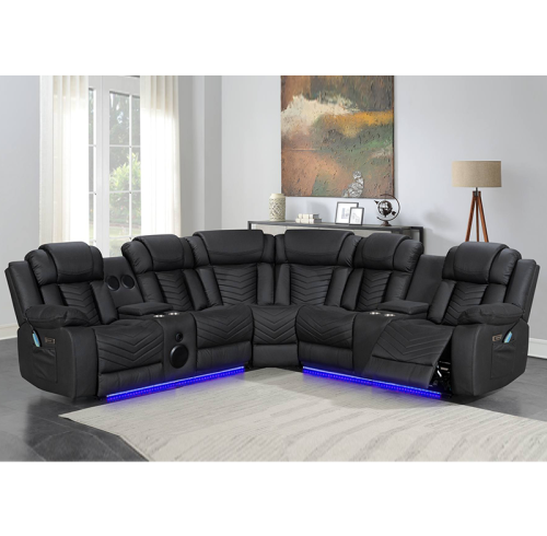 Sectional Recliner Sofa with Bluetooth speakers and Massage and Heating