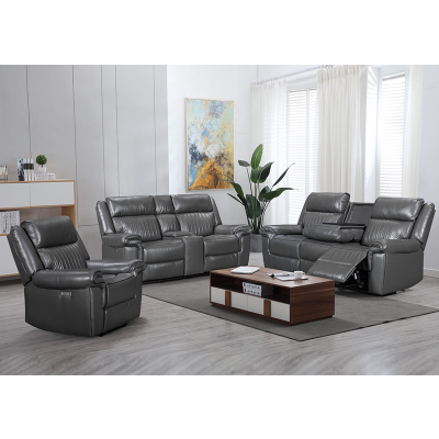Manual Reclining Sectional with Integrated Bluetooth Speaker.
