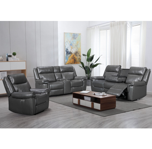 Manual Reclining Sectional with Integrated Bluetooth Speaker.