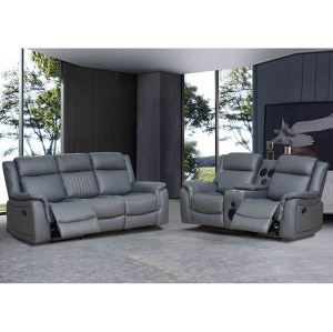 Manual Reclining Sectional with Integrated Bluetooth Speaker.