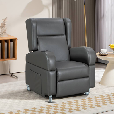 Push-back reclining wheelchair with four swivel locks