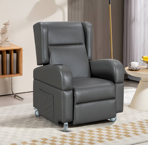 Push-back reclining wheelchair with four swivel locks