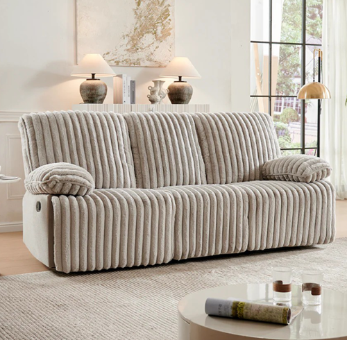 Three Seater Recliner Sofa Set,Crodury Fabric Recliner with Bluetooth Audio & USB Port