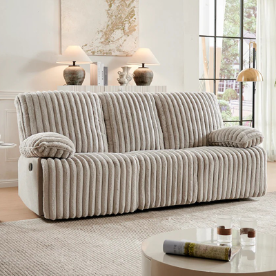 Three Seater Recliner Sofa Set,Crodury Fabric Recliner with Bluetooth Audio & USB Port