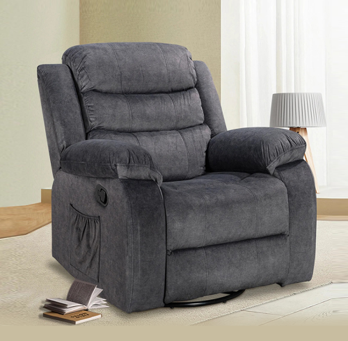 Swivel Rocker Recliner Chair - Compact Fabric 360° Glider for Small Spaces