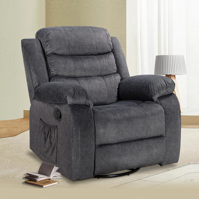 Swivel Rocker Recliner Chair - Compact Fabric 360° Glider for Small Spaces