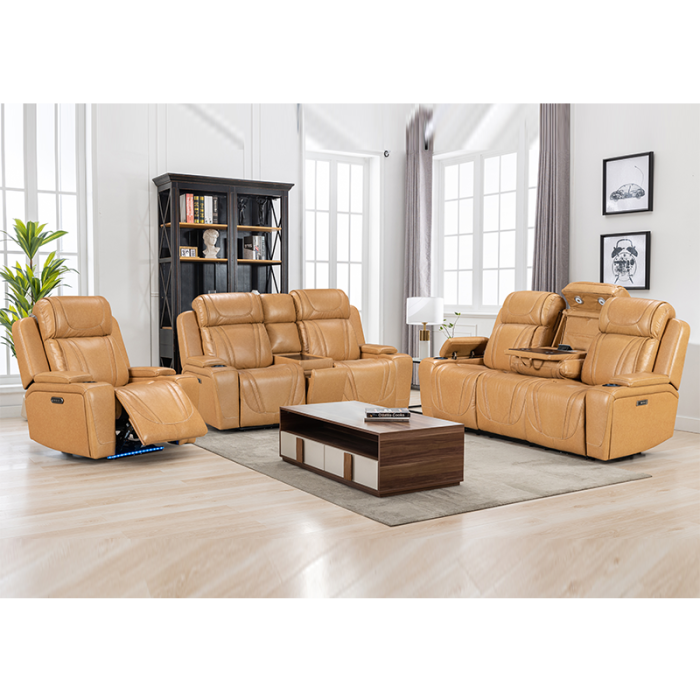 Smooth Operating Motor Durable Genuine Leather Recliner for Living Room