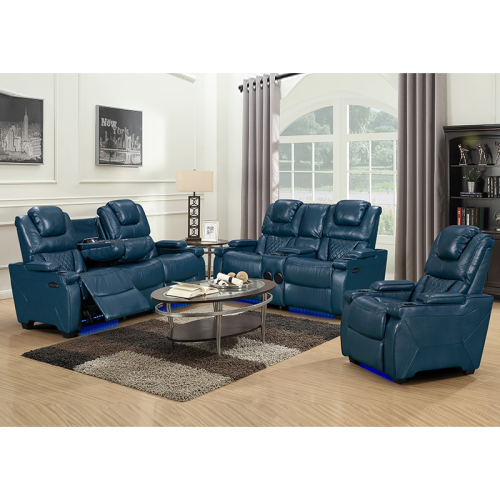 Aged Genuine Leather Power Reclining Sofas with Bluetooth Speaker for Bedroom