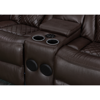 Genuine Leather Power Reclining Sofas with Bluetooth Speaker and Cup Holder