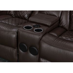 Aged Genuine Leather Power Reclining Sofas with Bluetooth Speaker for Bedroom
