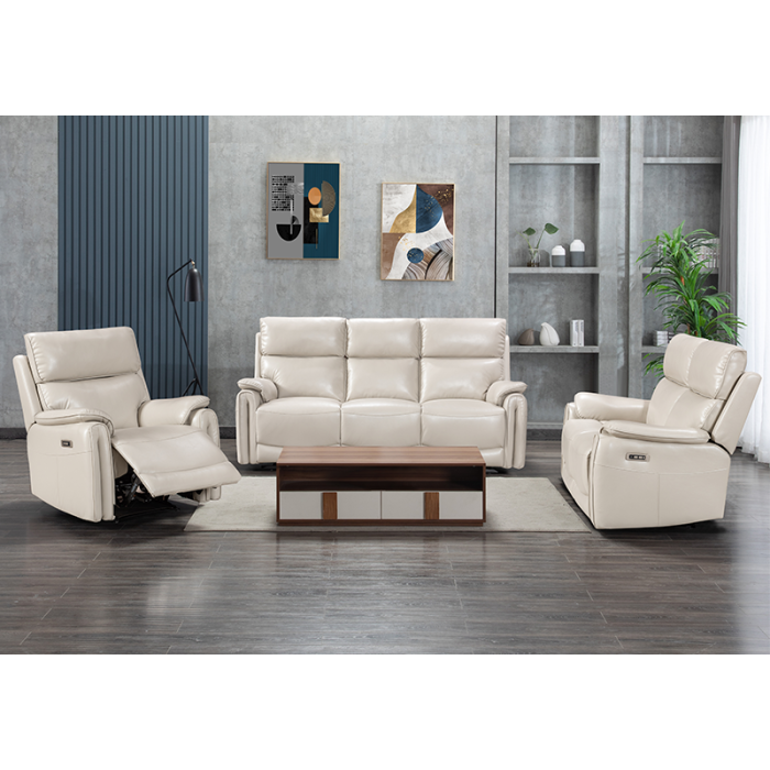 Real Leather Recliner Sofa with Energy Efficient Motor for Apartment Living