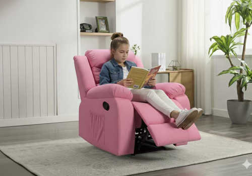 Stable Wooden Frame Kid Recliner Chair with Slow-Recovery Sponge