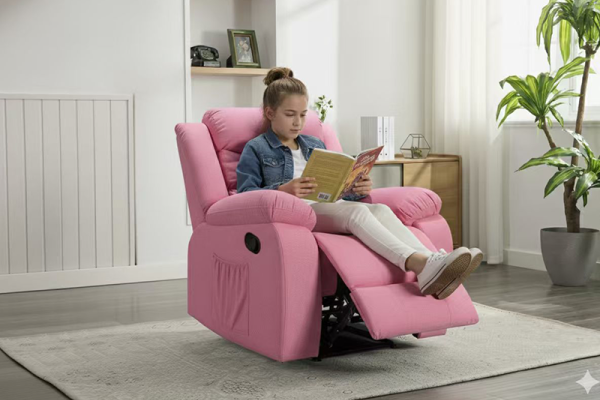 Stable Wooden Frame Kid Recliner Chair with Slow-Recovery Sponge