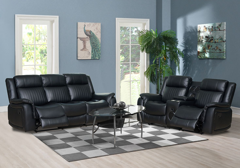 Manual Reclining Sectional with Integrated Bluetooth Speaker