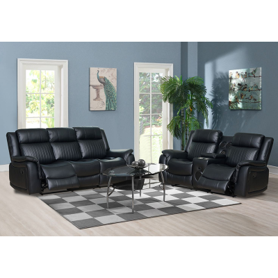 Manual Reclining Sectional with Integrated Bluetooth Speaker