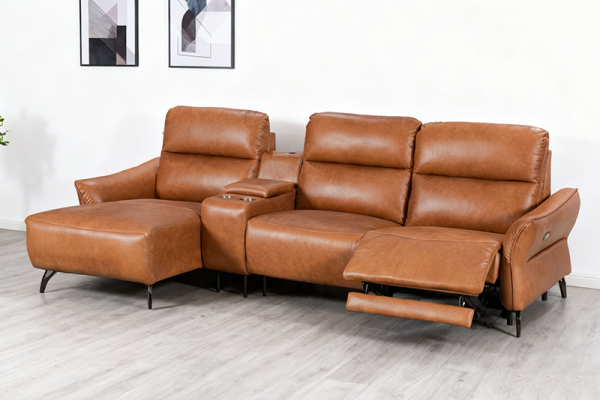 Power Reclining Sofa with Chaise and Integrated Reading Light