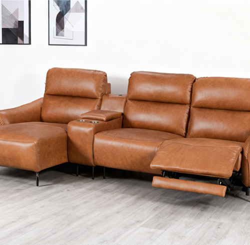 Power Reclining Sectional with Chaise and Integrated Reading Light