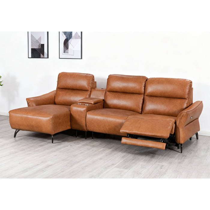 Power Reclining Sectional with Chaise and Integrated Reading Light