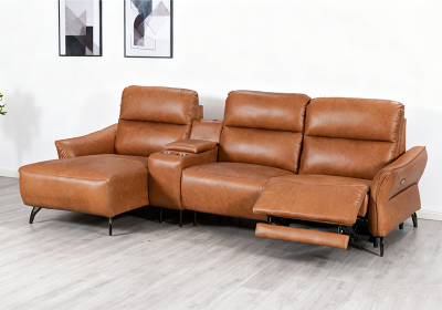 Power Reclining Sectional with Chaise and Integrated Reading Light