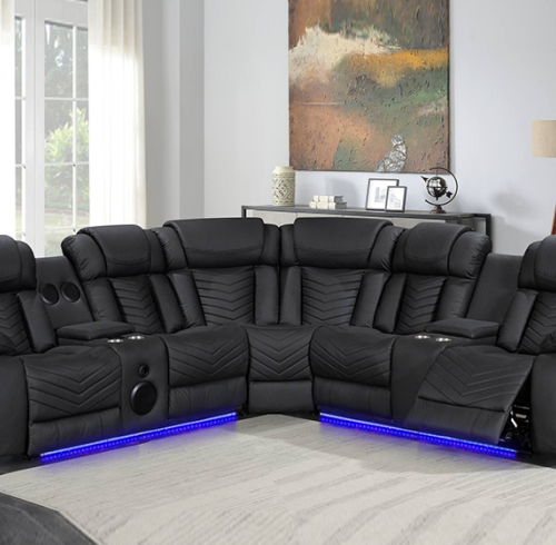 Sectional Recliner Sofa with Bluetooth speakers and Massage and Heating